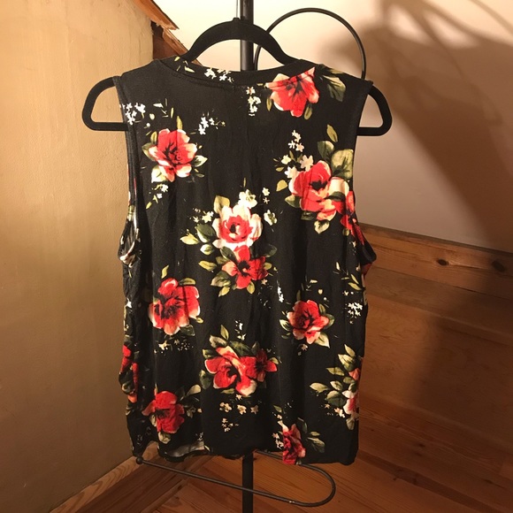 🌸5/$30🌸 Bobeau Floral Ruffle Tank Top, EUC, L - Picture 2 of 10